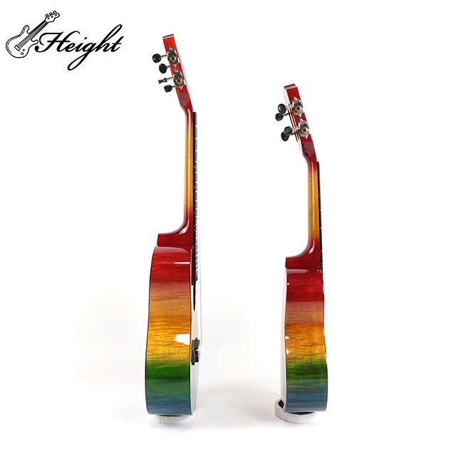 Height Gloss Rainbow Tiger Grain Okoume Wood Concert Ukulele